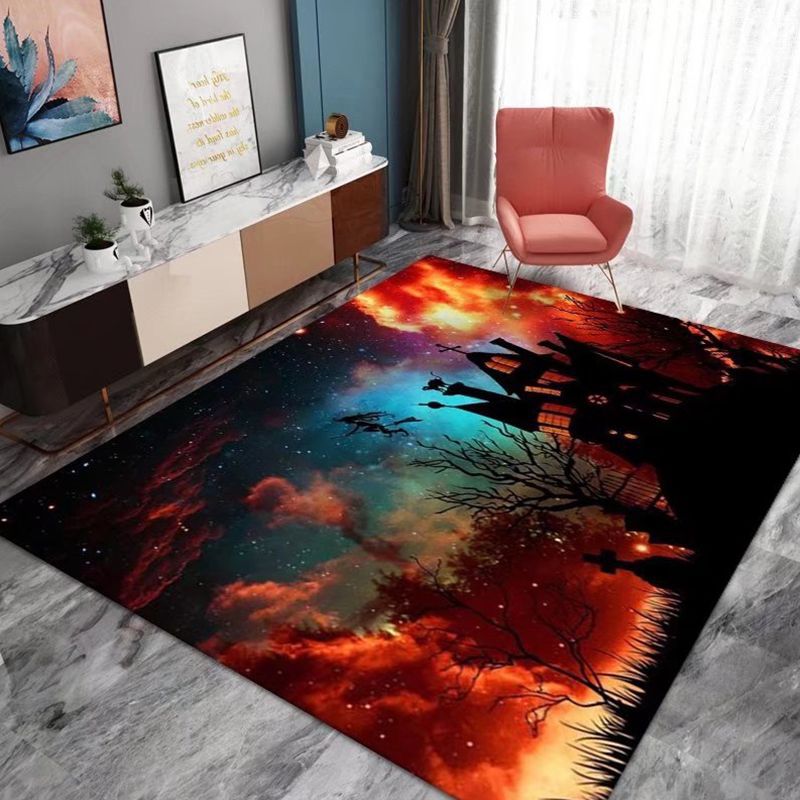 LUOLAL Creative Cartoon Crystal Velvet Rug Living Room Bedroom Horror Rug Homestay Halloween Decoration Home Rectangular Carpet