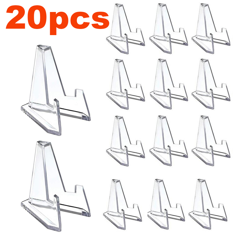 20pcs Clear Acrylic Coin Display Stand Holders Small Easel Rack Pokemon Card Commemorative Challenge Coin Capsule Holder Support