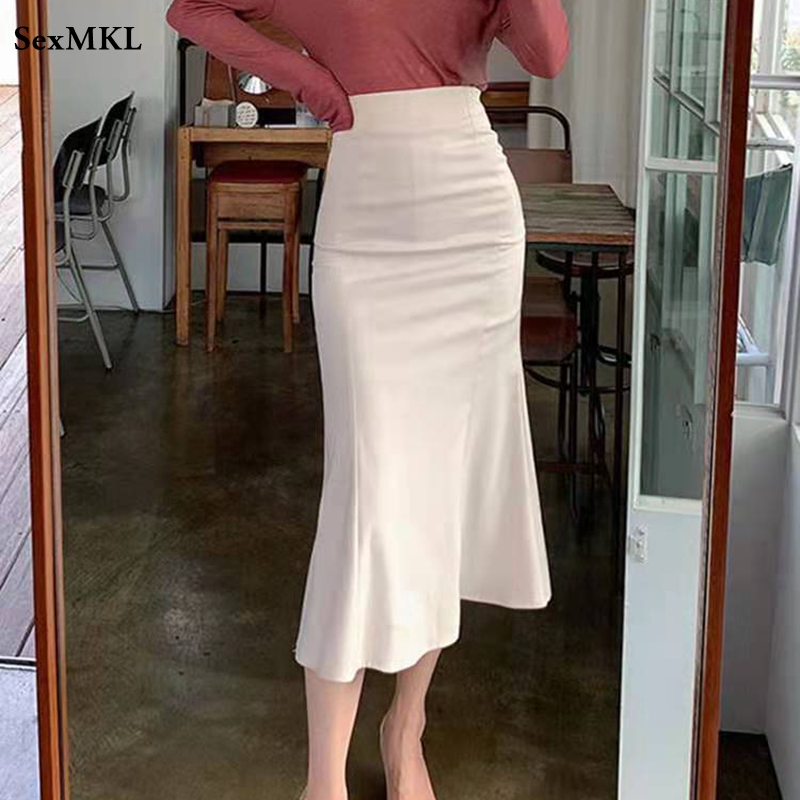 Elegant Office Long Skirts Women   High Waist Bodycon White Black Skirt French Y2k Slim Corset Bridal Maxi Skirt XL