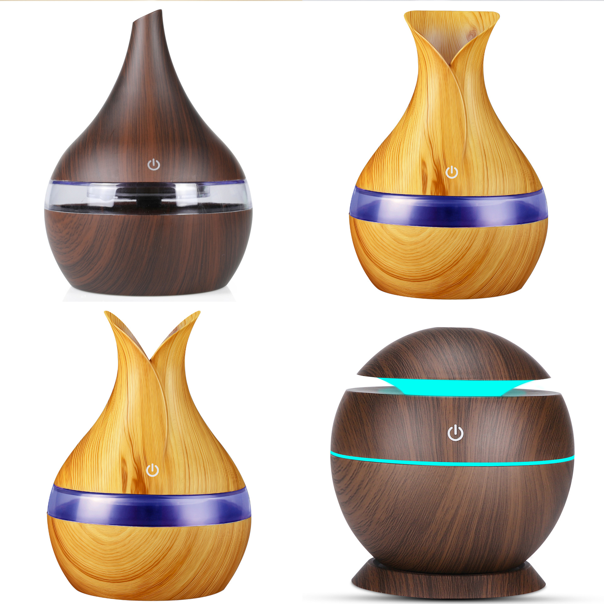 300ML USB Air Humidifier Electric Aroma Diffuser Mist Wood Grain Oil Aromatherapy Diffuser LED Light For Car Home Office