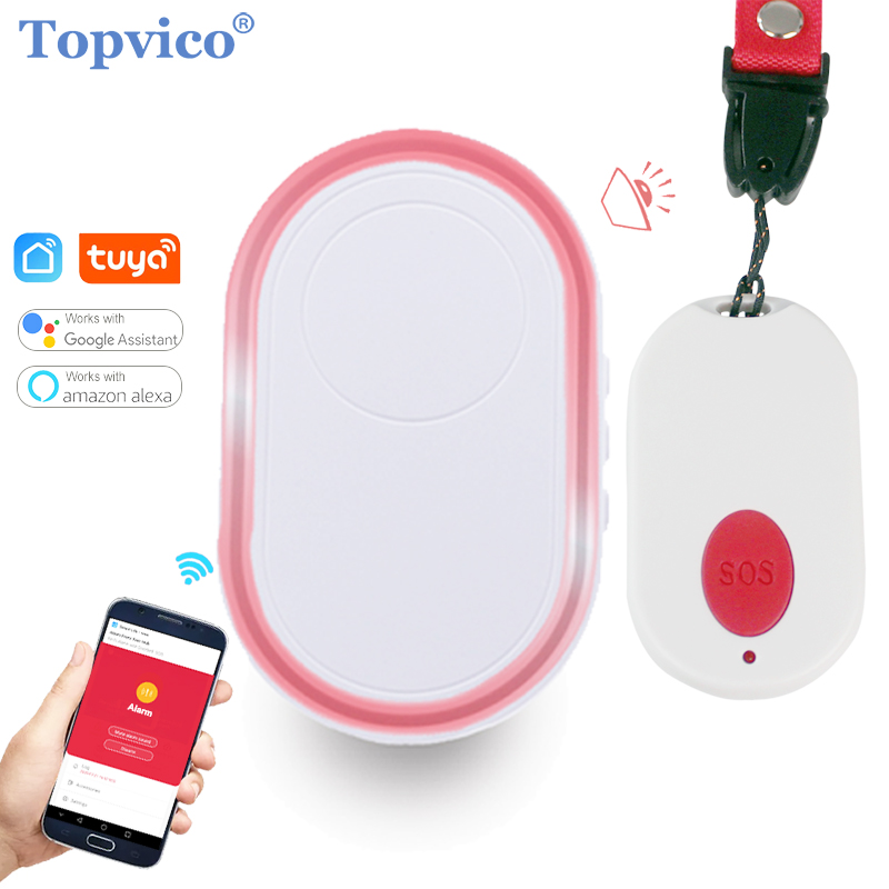 Topvico Panic Button WiFi for Elderly Emergency Alert Tuya Smart SOS Alarm RF 433mhz Wireless Call Old People Android IOS APP