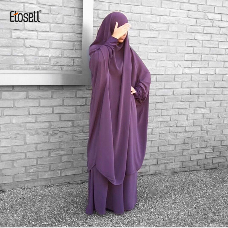 EtoWomen Hooded Muslim Hijab Dress Eid Prayer Garment Jilbab Abaya Long Khimar Full Cover Ramadan Gown Abayas Islamic Cloth