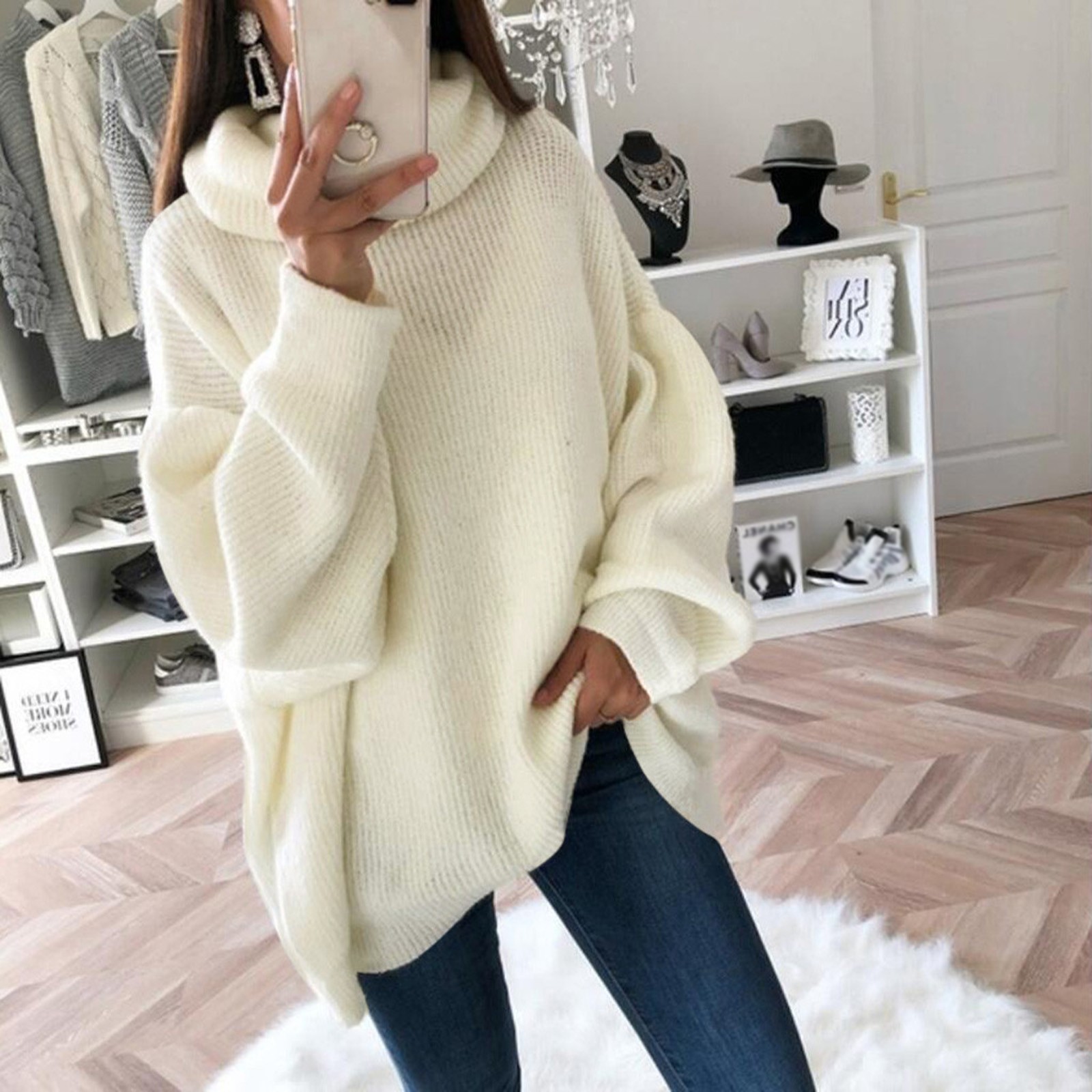 4# Women Sweater Pullovers Pull Femme Hiver Solid Casual O-neck Shoulder Pocket Knitted Sweater Knitwear Top Winter Clothes
