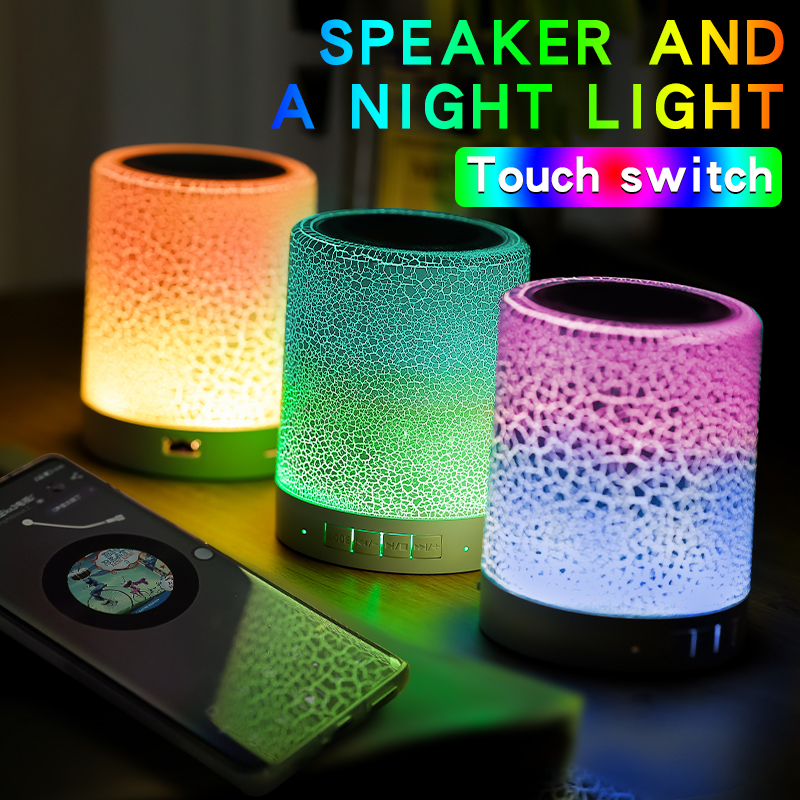 Portable Bluetooth Speaker Wireless Mini Player With Touch Pat Light Colorful LED Night Light Gift Bedside Table Lamp Speaker