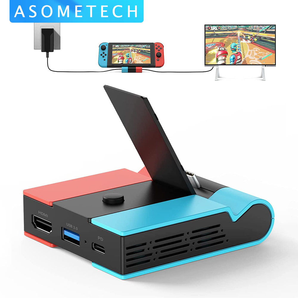 TV Charging Dock for Nintendo Switch 1080P HD 4K HDMI-Compatible Adapter USB 3.0 Port 45W USB C HUB Switch Fast Charging Station