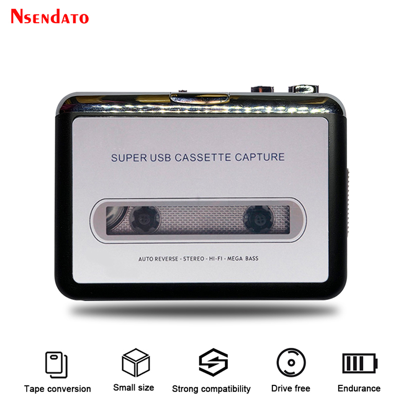 USB Cassette Capture Radio Player Portable USB Cassette Tape to MP3 Converter Capture Audio Music Player Tape Cassette Recorder