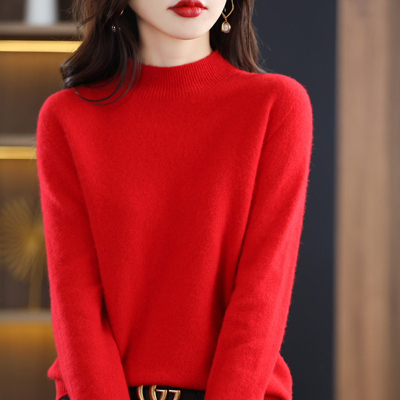 Autumn Woman's Sweaters Female Pullover Long Sleeve Half Turtleneck Basic Style Jumper  Wool Knitted Tops Cashmere Sweaters