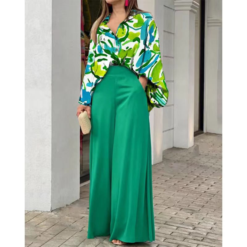  Spring and Autumn Temperament Women's Wide-leg Pants  Casual Suit