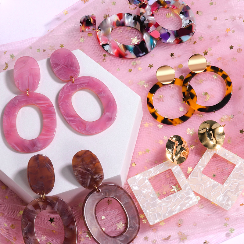 Geometric Acrylic  Statement Drop Earrings For Women Vintage Resin Oval Round Dangle Earring  Brincos Wedding Jewelry