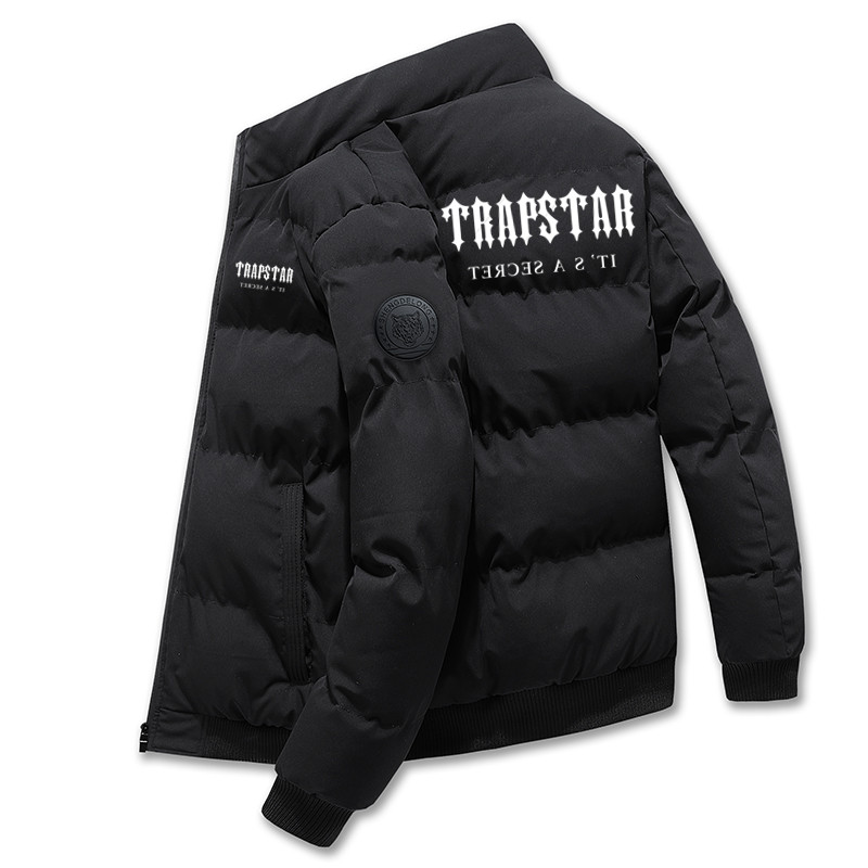  Men's Padded TRAPSTAR Printed Jacket Autumn and Winter Warm and Windproof Large Size Stand Collar Short Padded Jacket