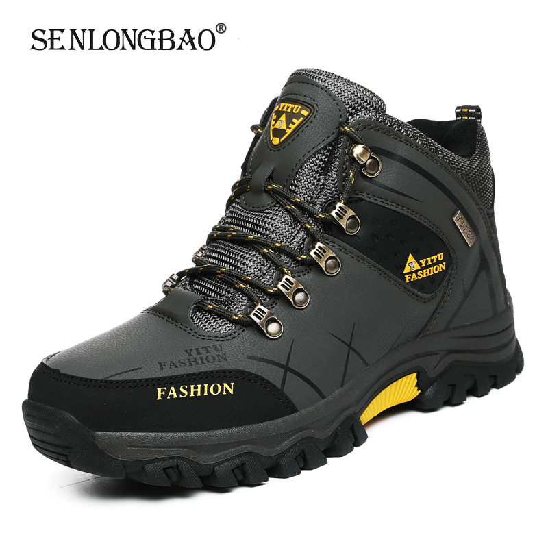  Men Winter Snow Boots Waterproof Leather Sneakers Super  Warm Men's Boots Outdoor Male Hiking Boots Work Shoes Size 39-47