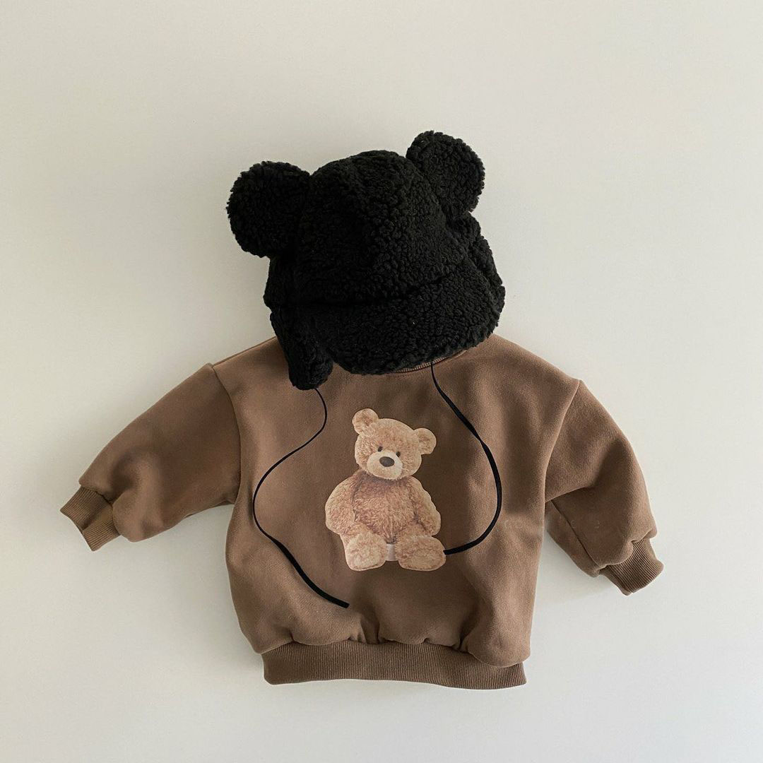 Children's Sweatshirt Clothing Bear Baby  Girls Long Sleeve Warm Pullover Toddler Sweater Autumn Hoodie Top Clothes 