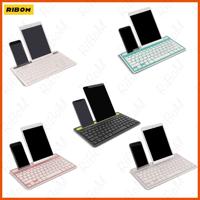 Lake Blue Support Wireless/ Bluetooth-compatible Multi-device Rechargeable Slim Multi-device Mobile Keyboard