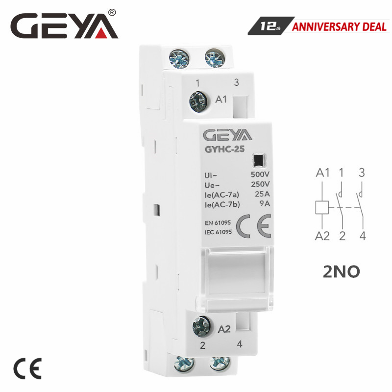 Din Rail Automatic Modular Household Contactor AC220V 2P 16A 20A 25A 2NC 2NO 1NO1NC 50/60Hz