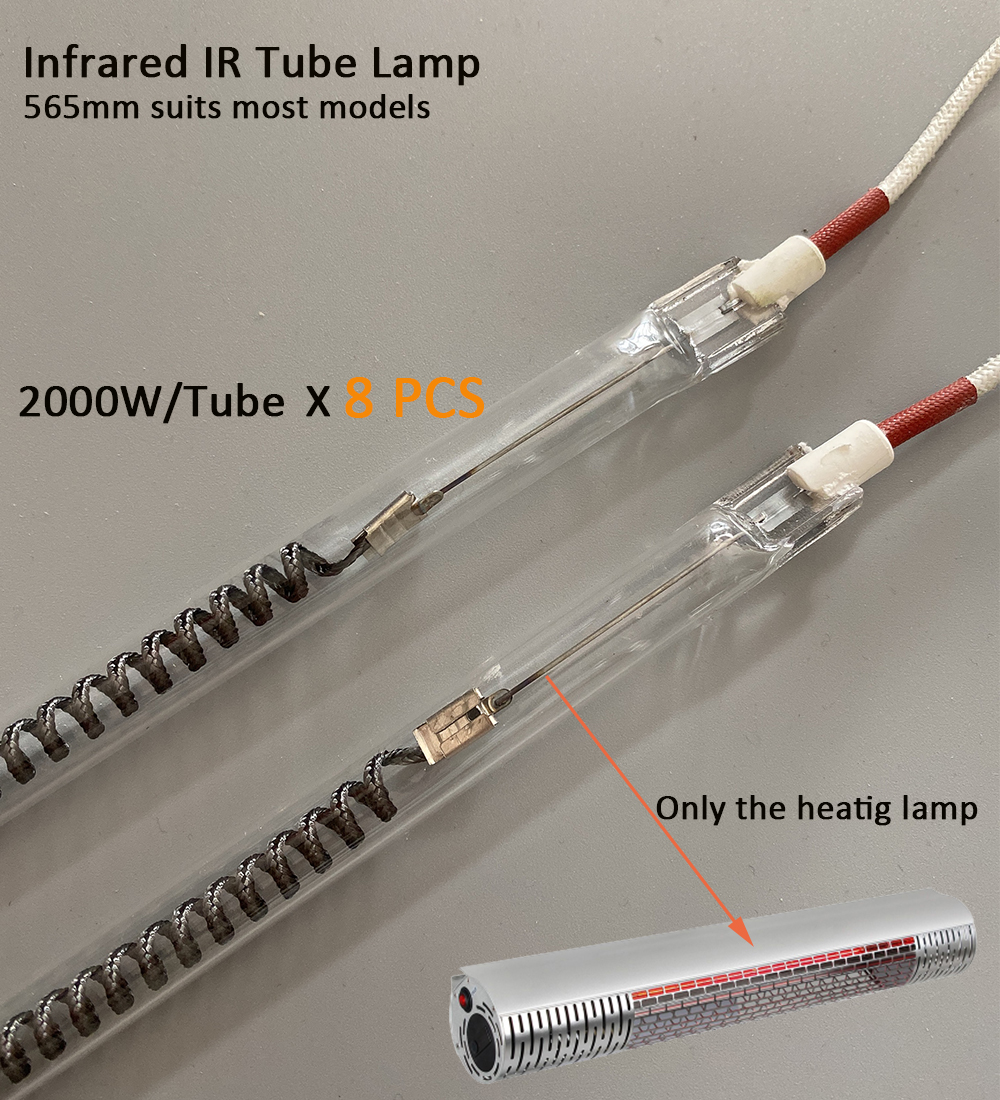 8PCS Carbon Fiber Heating Pipe Tube Lamps For the Baking Infrared IR Paint curing Lamp 220V 2000W