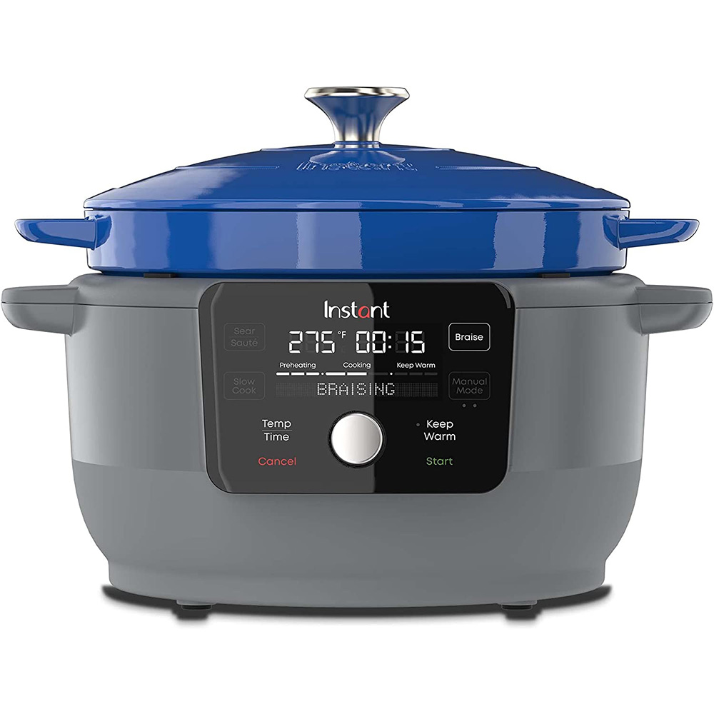 Instant Pot， 6-Quart 1500W Electric Round Dutch Oven， 5-in-1: Braise， Slow Cook， Sear/Sauté， Cooking Pan， Food Warmer