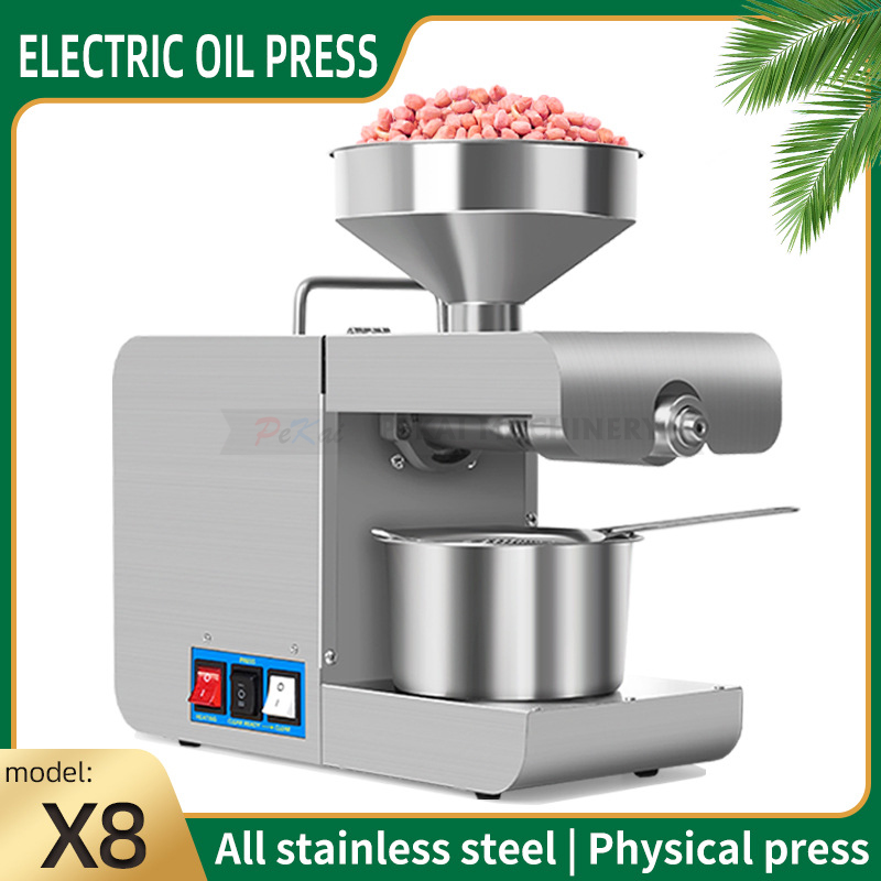 X8 Oil Press Olive Oil Machine Seeds Sunflower Peanuts Oil Extractor Home Stainless Steel Cold Oil Squeezer Extraction Machine