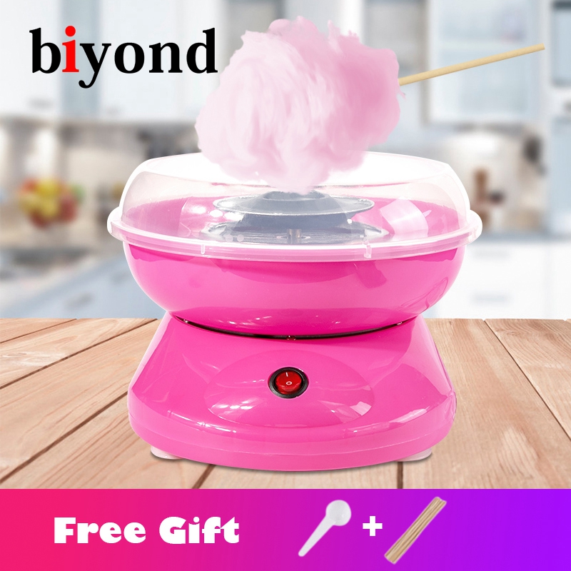 biyond Marshmallow Machine Portable Cotton Sugar Floss Machine Electric DIY Sweet Cotton Candy Maker  Children's Day Gift