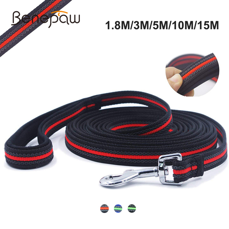 Benepaw Sturdy Long Dog Training Leash  Non-Slip Design Comfortable Padded Handle Pet Lead 1.8m / 3m / 5m / 10m / 15m