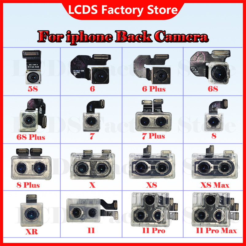Rear Camera For iPhone 4S 6S 7 8 Plus Back Camera Rear Main Lens Flex Cable Camera For iphone X XR XS MAX 11 12 PRO Camera