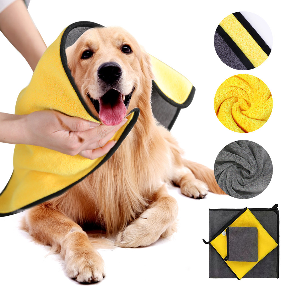 Quick-drying Pet Dog and Cat Towels Soft Fiber Towels Water-absorbent Bath Towel Convenient Pet Shop Cleaning Towel Pet Supplies