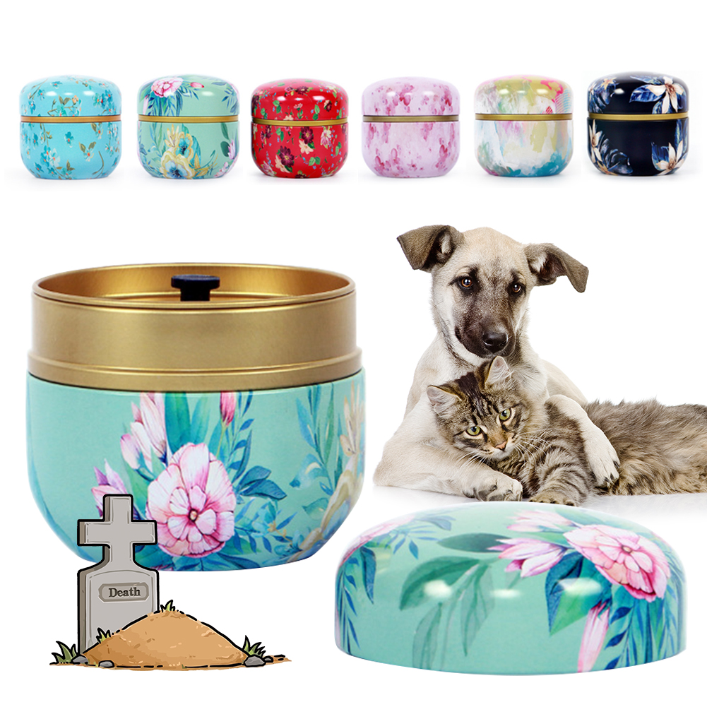 Tinplate Pet Cat Dog Bird Rabbit Urns For Ashes Small Cremation Mini Keepsake Iron Urn Funeral Casket Pet Memorial Urne