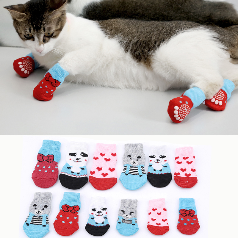 Size L M S Pet Cat Socks Dog Socks Traction Control For Indoor Wear Cat Clothing