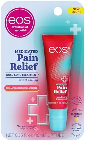 eos Medicated Lip Balm - The Fixer | Lip Care to Repair and Protect Chapped and Dry Lips | Instant Cooling and Pain Relief with Natural Ingredients | 0.35 oz