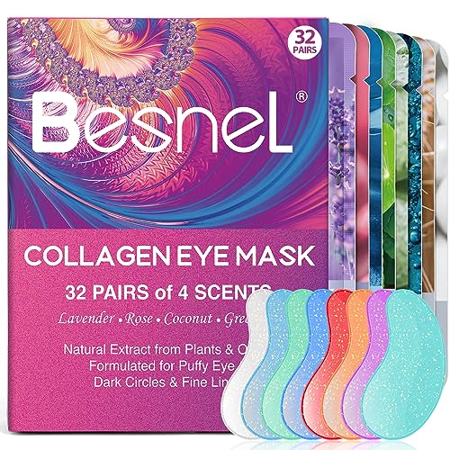 Eye Gels Pads 32 Pairs，Under Eye Patches Helps Reduce Puffy Eyes，Wrinkles and Dark Circles，Eye Mask with Collagen Protein，Pearl Extract and Hyaluronic Acid，Beauty & Personal Care