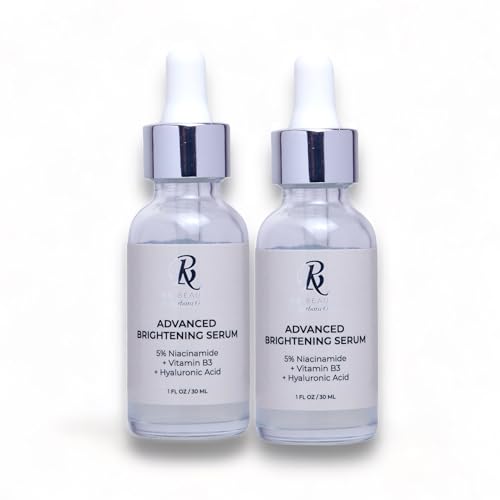 RB Beauty Advanced Brightening Serum - Niacinamide - Vitamin B3, Multi-Action Face Serum to Hydrate and Improve Skin Complexion, Minimize Large Pores. 2 bottles of 1oz each