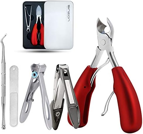 Thick Toenail Clippers, Podiatrist Toe Nail Clippers for Ingrown & Thick & Men & Seniors Toenail and Nail Surgical Grade Stainless Steel Toenail Trimmer Nipper (Red)