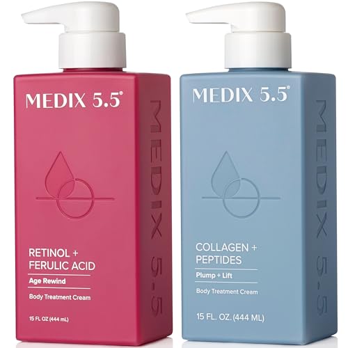 MEDIX 5.5 Retinol Cream + Collagen Cream Skin Care Set Moisturizer Body & Face Lotion | Firming Body Lotion Set Reduces Look Of Sagging Skin, Cellulite, Sun Damage & Crepey Skin For Women, 2PC Bundle