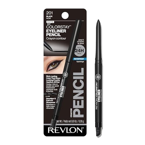 Revlon ColorStay Eyeliner Pencil, Eye Makeup Stocking Stuffers for Women, Built-In Sharpener, Waterproof, Smudgeproof, 201 Black, 0.01 oz (Pack of 1)