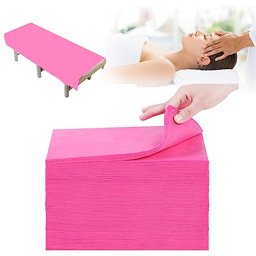 100Pcs Disposable Bed Sheets,31''x71'' Waterproof Massage Table Sheet Protector Non Woven Fabric Bed Cover for Massage Therapy Tattoo Beauty Salon Hotels Esthetician (Pink)