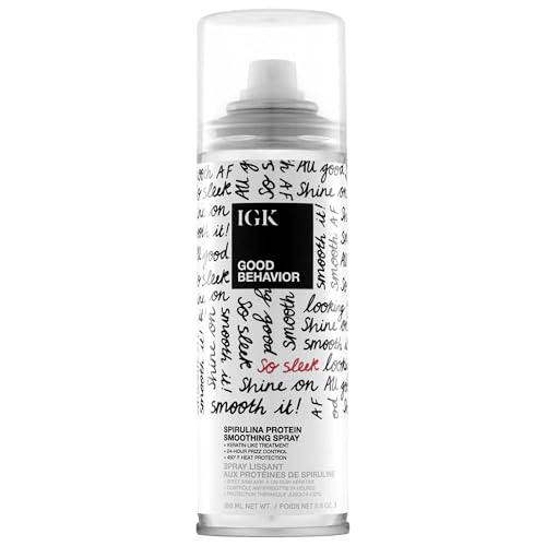 IGK GOOD BEHAVIOR Spirulina Protein Smoothing Spray | Keratin Like Treatment + Frizz Control + Heat Protectant | Vegan + Cruelty Free |
