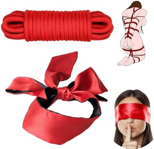 Bondage Restraints BDSM Kit Adult Sex Toys for Women Couples, BDSM Toys Bondage Gear & Accessories with 1Pcs Sex Blindfold Mask & 1Pcs Cotton Bondage Sex Rope, Bondage Set Bed SM Games Play Sex Toys