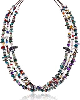 Carved Fetish 3 Strand Certified Authentic Navajo .925 Sterling Silver Natural Multicolor Stones Amethyst Coral Jade Agate Native American Necklace