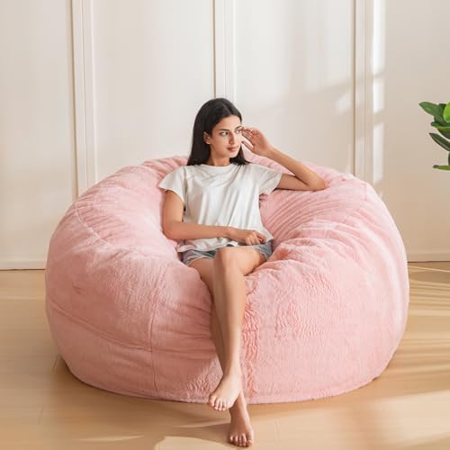 MAXYOYO Bean Bag Chair for Adults, Large 4 ft Bean Bag Chair with Foam Filling, Ultra Soft Fur Lazy Sofa for Living Room Bedroom, Machine Washable Cover