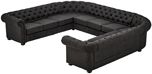 11-Seat Sectional Sofa Linen Sofa for Living Room(Black)