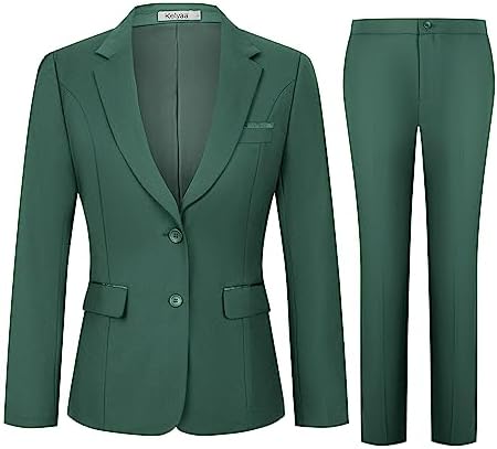 Women's 2 Piece Suit Lady 2 Button Business Work Office Slim Fit Blazer Jacket Pants Set