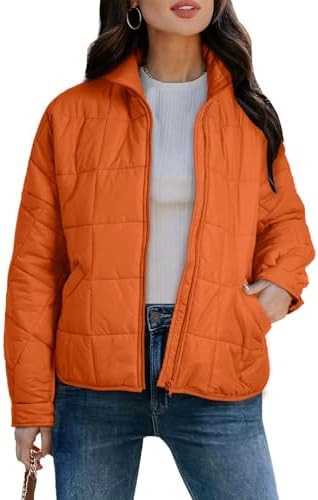 EVALESS Womens Quilted Puffer Jackets Lightweight Long Sleeve Zip Up Winter Coats Fashion 2024 Fall Outfits With Pockets