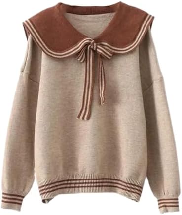 LIXINGHEITANG Loose Sweater Women Autumn Collar Long Sleeves Warm Knitted Style Knitwears