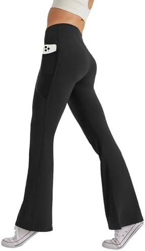 Women's High Waist Flare Yoga Pants Tummy Control Casual Bootcut Leggings with Side Pockets