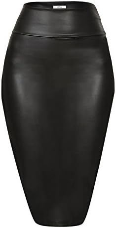 Faux Leather Skirts for Women High Waisted Leather Bodycon Pencil Skirt