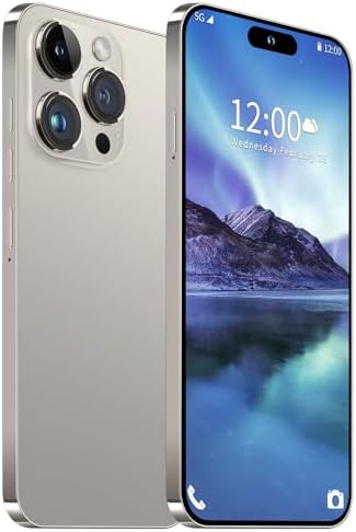 I14 Pro Max Unlocked Smartphone, 6+256GB, Android 13.0 Unlocked Cell Phones, 6.82" HD Screen Battery 6800mAH with 128GB Memory Card/Face ID/Fingerprint Lock/Dual SIM 5G Phone (Natural Titanium)