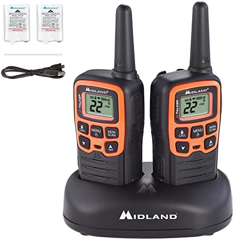 Midland- T51VP3 X-TALKER Spotting and Recovery Walkie-Talkie Long Range - FRS Two Way Radio for kids Caravanning with NOAA Weather Scan + Alert, 38 Privacy Codes - Black/Orange - 2 Pack