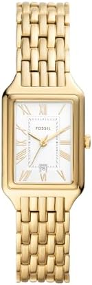 Fossil Raquel Women's Watch with Rectangular Case and Stainless Steel Bracelet or Leather Band