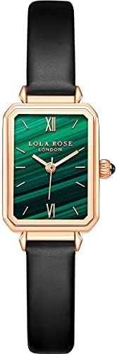 Lola Rose Dainty Women's Wrist Watch: Green Malachite Dial, Wrapped by Stylish Gift Box, Elegant Present for Ladies and Loved Ones
