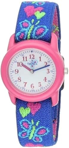 Timex Girls T89001 Time Machines Hearts & Butterflies Elastic Fabric Strap Watch