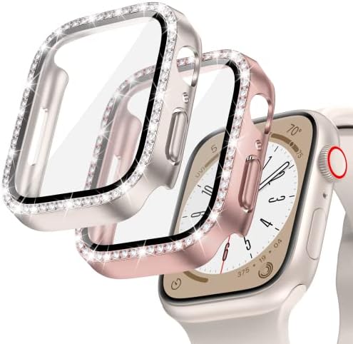 Goton 2-Pack Bling Case for Apple Watch Screen Protector 40mm SE (2nd Gen) Series 6 5 4, Women Glitter Diamond Rhinestone Bumper Face Cover for iWatch Accessories 40 mm